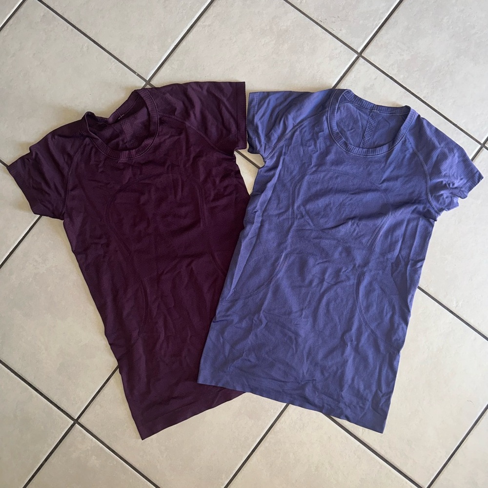 Lululemon athletica Swiftly tech shirts — Plum and Periwinkle